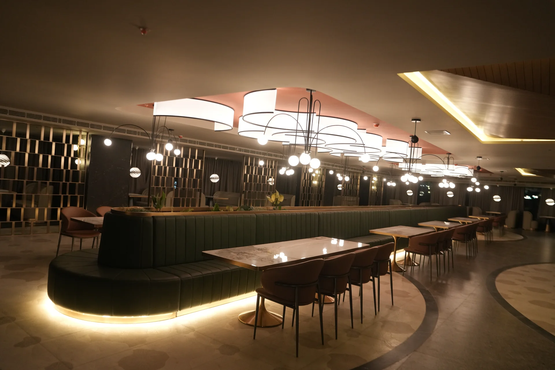 Varen Restaurant Curved Velvet Booths
